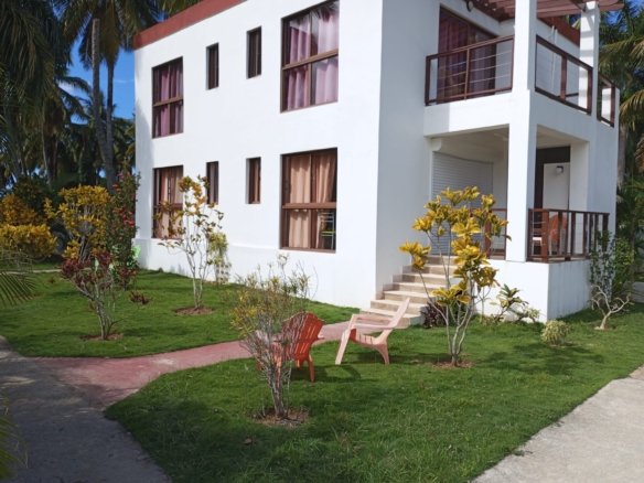 Maison moderne blanche avec jardin et palmiers