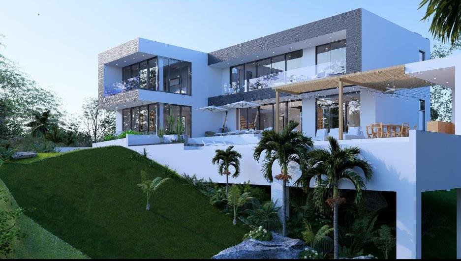 Casa moderna de lujo con terraza y jardín