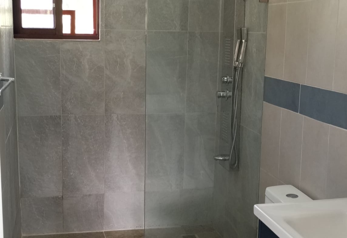 Baño moderno con ducha y mampara de cristal