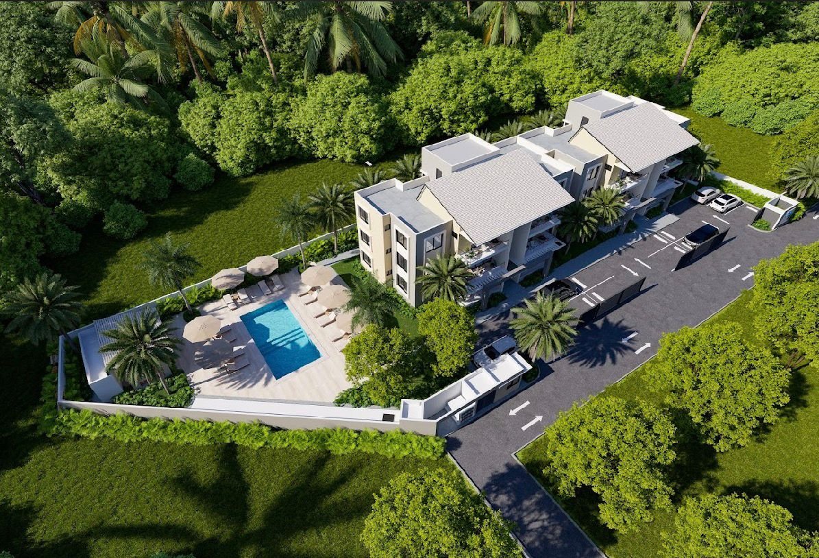 Residence Caribey 3 (3) Vista aérea de complejo residencial con piscina