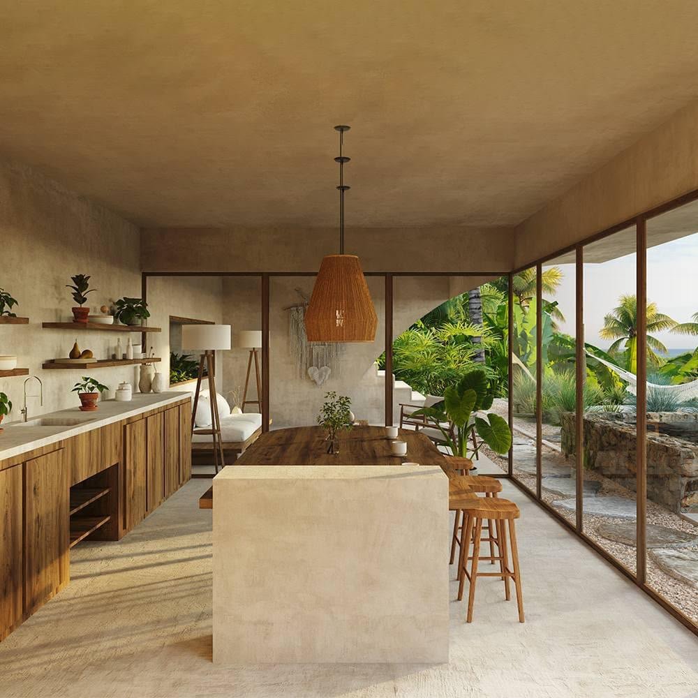 Villa Valkiria (3) Cocina moderna abierta con vistas tropicales al jardín