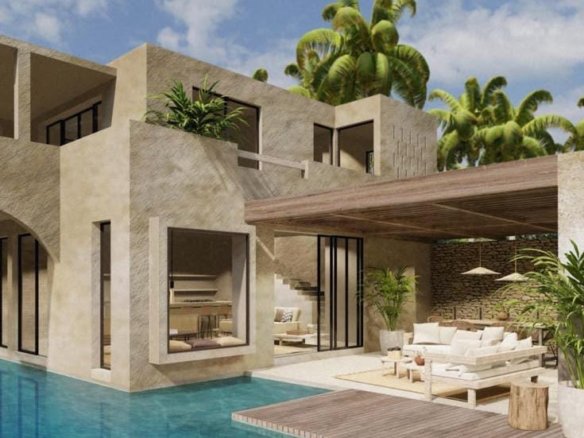 Maison moderne avec piscine et terrasse tropicale